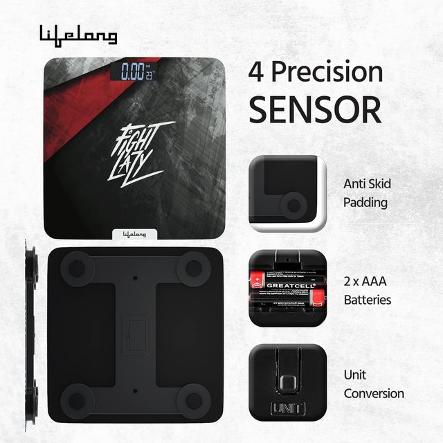 Lifelong Fight Lazy Series Weighing Scale -Digital Weight Machine | Tempered Glass