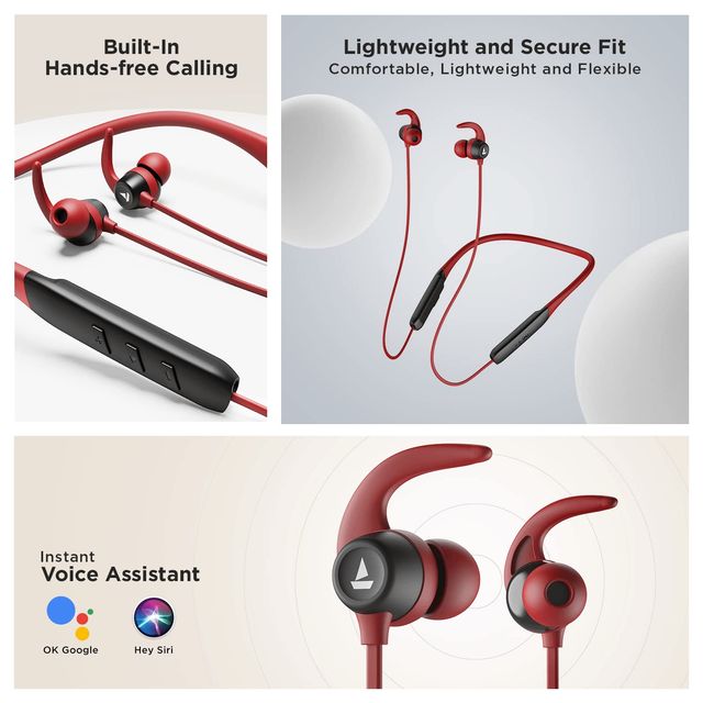 boAt Rockerz 255 Neo Bluetooth Wireless in Ear Earphones with Mic with Enx- Tech(Maroon Madness)