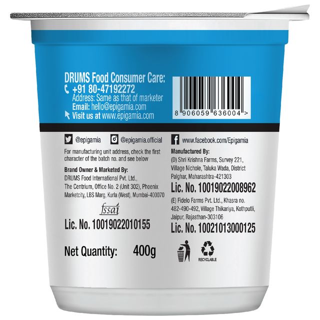Epigamia Greek Yogurt- Natural 400 g Combo