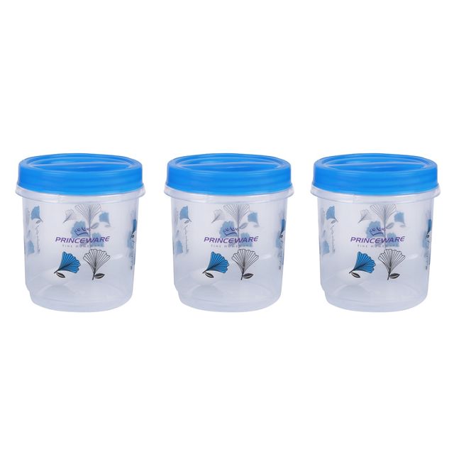 Princeware Twister Container Set of 3 Pcs With Spoon | 840ml Each - Blue