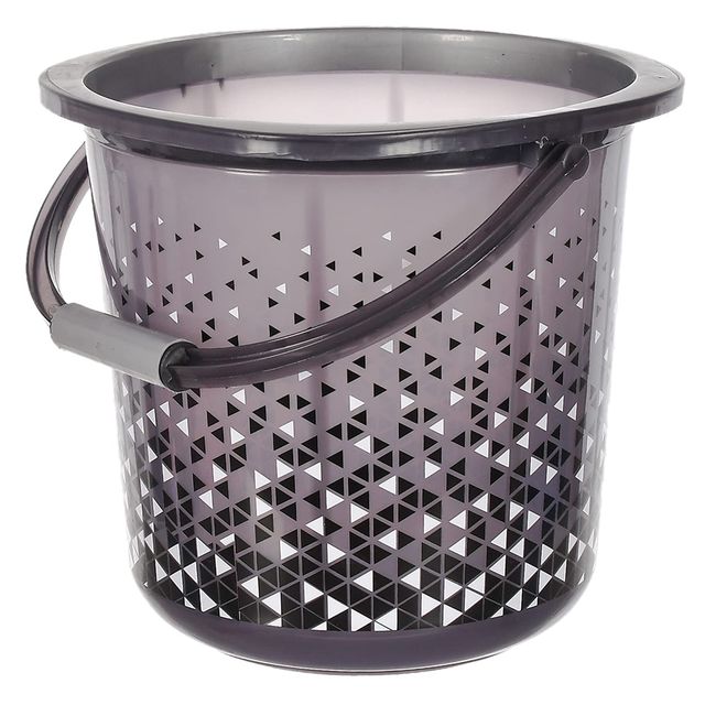 Kuber Industries Plastic Triangle Print Bucket with Handle | 18 L | Pack of 2 (Black & Brown)
