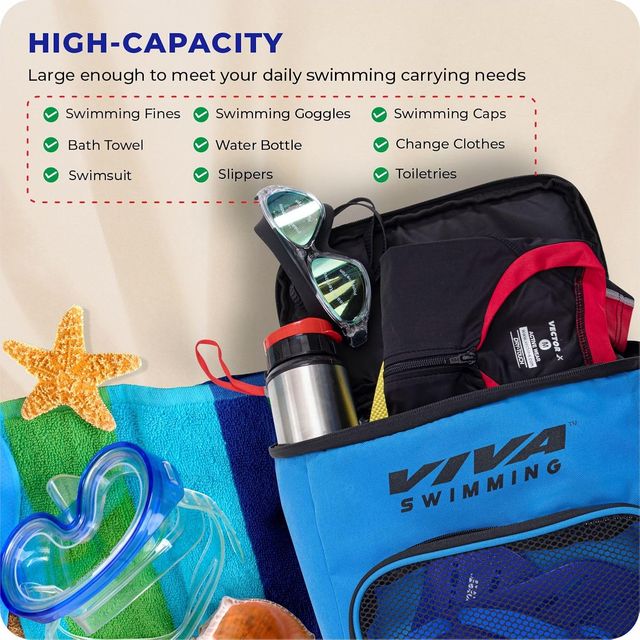 Viva Swimming Kit Bag Water Proof with Compartments (Blue)