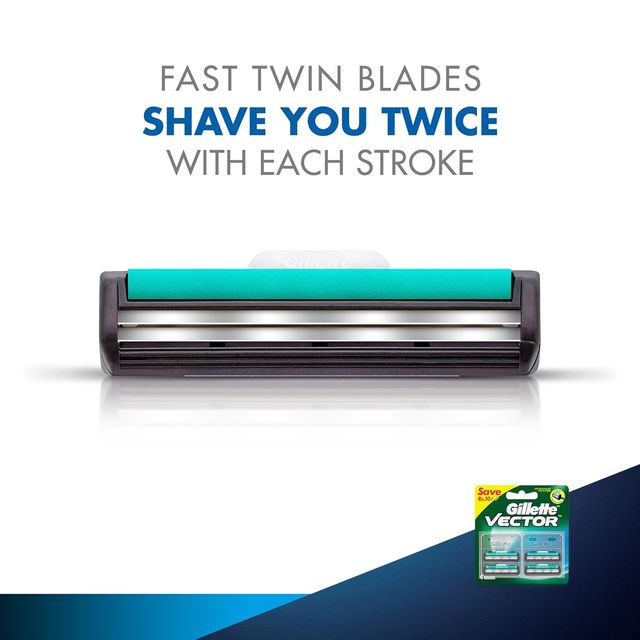 Gillette Vector Plus Manual Shaving Razor Blades (4 Cartridges)