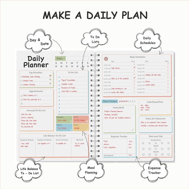Papboo A5 Hardcover, Undated Daily Planner For 3 Months, With Cool Sticker Sheet (Sparkle)
