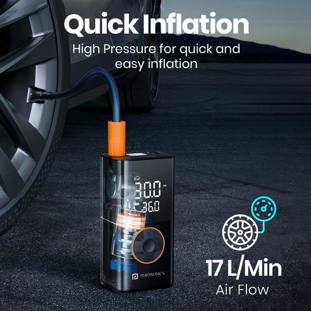 Portronics Vayu 3.0 Rechargeable Tyre Inflator