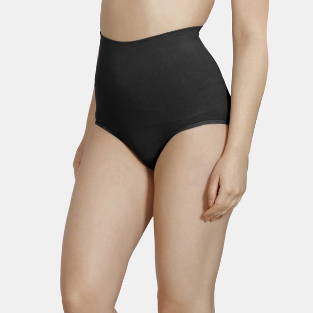 Zivame Women's Tummy Control Midwaist Hipster Panty | Black - S