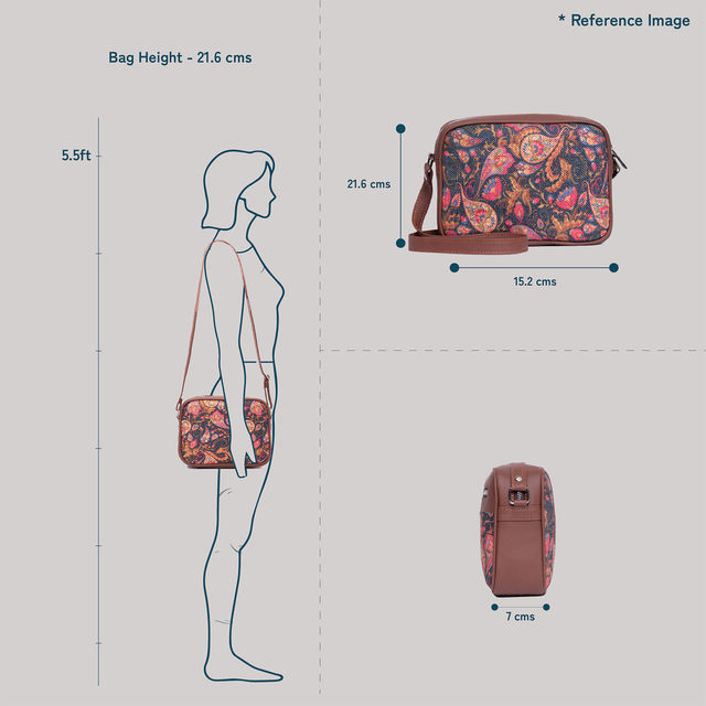 Zouk Women's Woven Vegan Leather 2.4 L Sling Bag | Multicolour - One Size