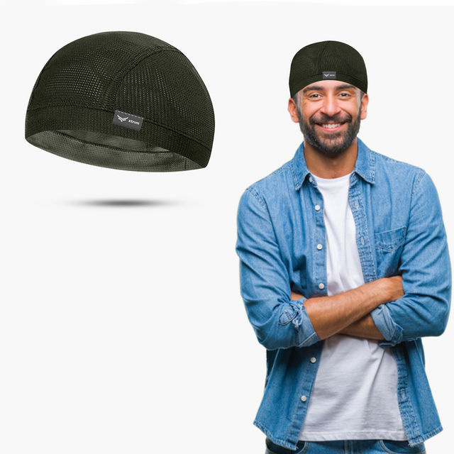 Xtrim Skull Cap for Bikers/Cyclists, Inner Helmet Liner, Sweat Cooling | Khaki | One Size Fits All