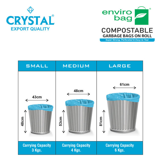 Crystal Large Garbage Bag 24x32 Compostable, Blue Colour 1 pc Combo