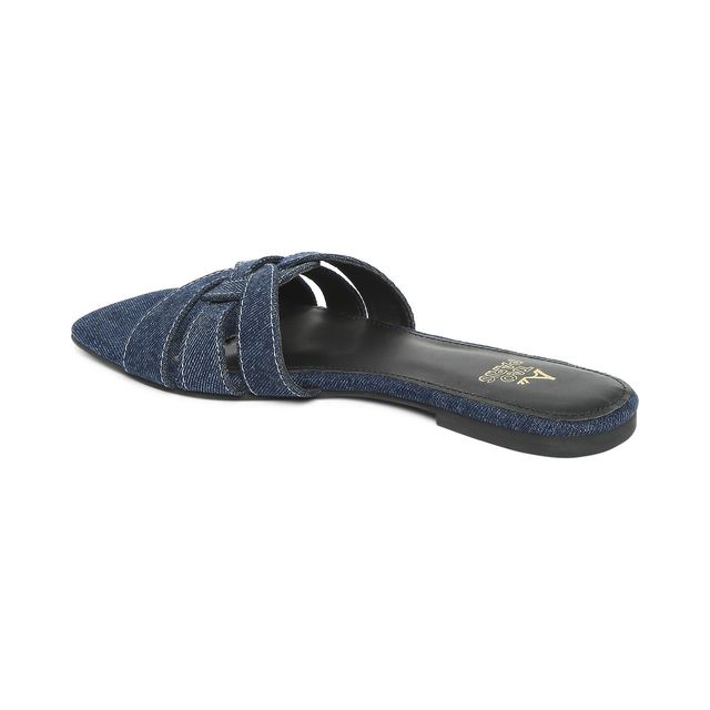 Tao Paris Denim Open Toe Flats Women's Dark Blue | UK3