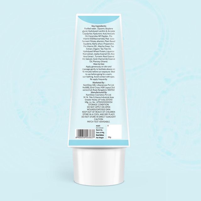 NutriGlow Advanced Organics Sunscreen - SPF 50 PA++++ 5% Niacinamide | No White Cast | Broad Spectrum