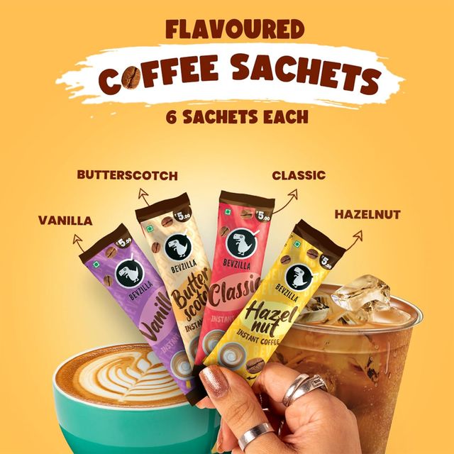 Bevzilla Butterscotch, Classic, Hazelnut, and Vanilla Medium Roast Organic Instant Coffee