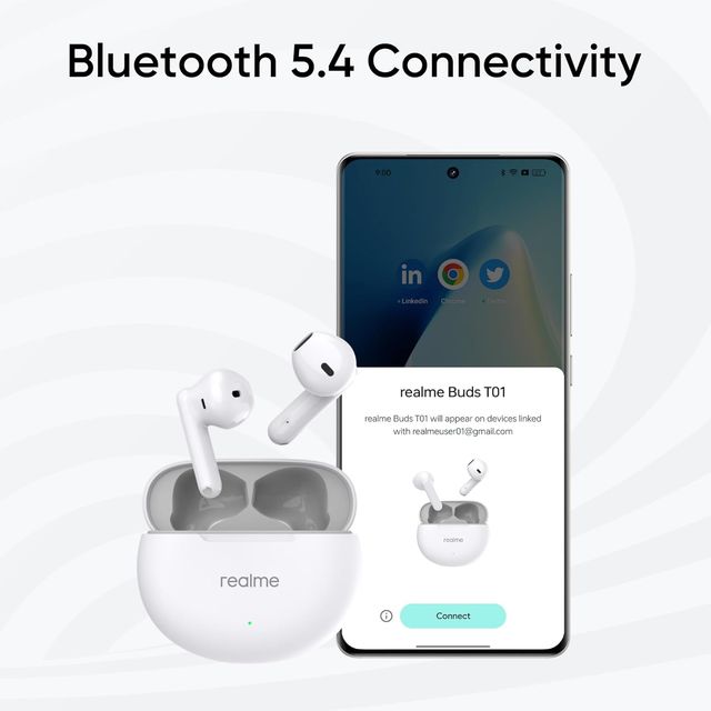Realme Buds T01 Truly Wireless In-Ear Earbuds With Ai Enc For Calls(White)