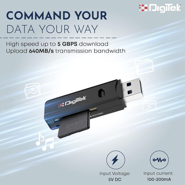 Digitek Dcr 006 Usb 3.0 High Speed 2 In 1 Multi Card Reader With Led Indicator,Upto 5 Gbps Download