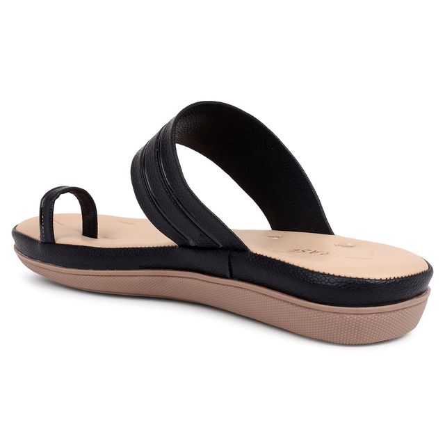 Trase Comfortable Flat Slippers For Women - Black | 8 UK