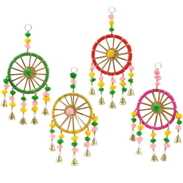 Tied Ribbons Set Of 4 Wall Door Hanging Latkan Toran With Bells