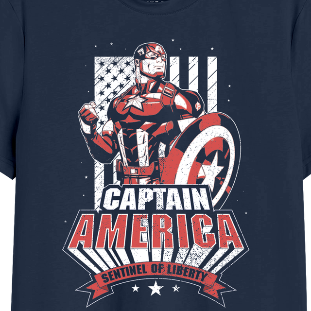 Bonorganik Men's Captian America Graphic Printed T-shirt | Navy - L