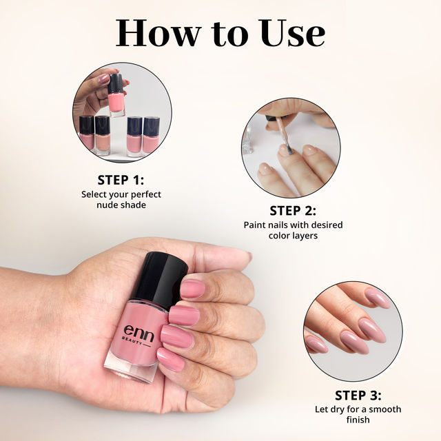 Enn Beauty Extra Shine Nail Paint Kit With Free Nail Paint Remover 30 Wipes - Perfect Nudes