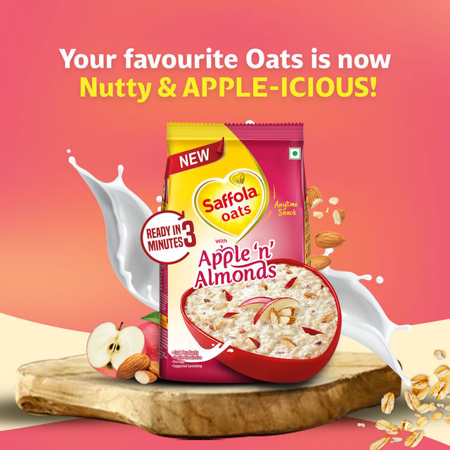 Saffola Oats with Apple 'n' Almonds, Healthy & Tasty, Anytime Snack