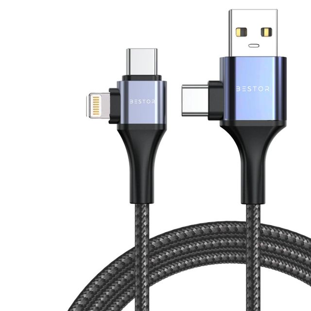 Bestor 4-In-1 60W Unbreakable Nylon Braided Fast Charging Cable With Multiport,Data Transfer(Gray)