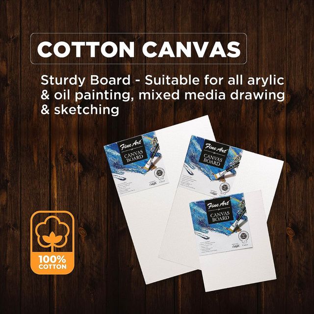 Fevicryl Fine Art Canvas Board 8 X 10, 100% Cotton Fine Grain, For Watercolor, Acrylic & Oil Paint