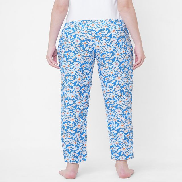 Urban Scottish Women s USWPJ504 Floral Printed Lounge Pyjama Pants | Blue - L