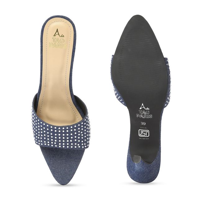 Tao Paris Textured Open Toe Suede Stiletto Heels Women's Blue | UK6