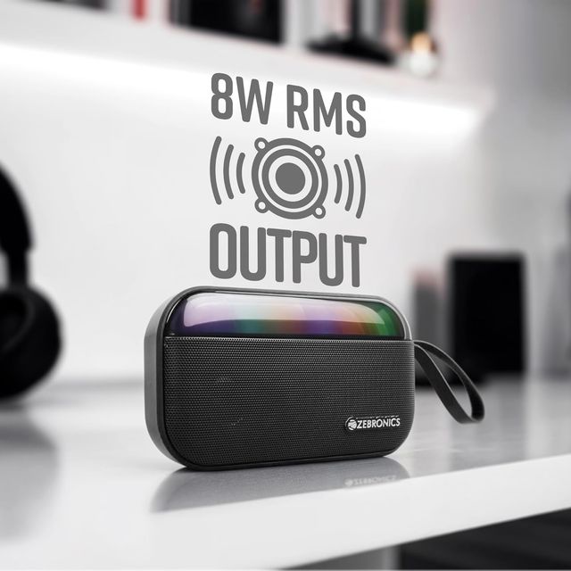 Zebronics County 7 BT Speaker | 8 W | 15 Hours Playback | Passive Radiator | Black