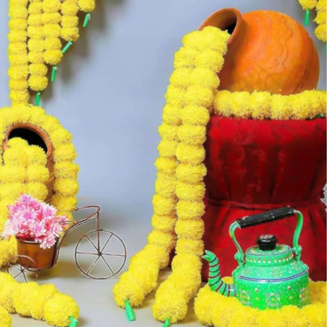 DiaCraft Marigold Artificial Flower Ladi - 2 Pc