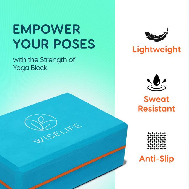 Wiselife Teal Yoga Block (Set of 2, Extra Large Size)
