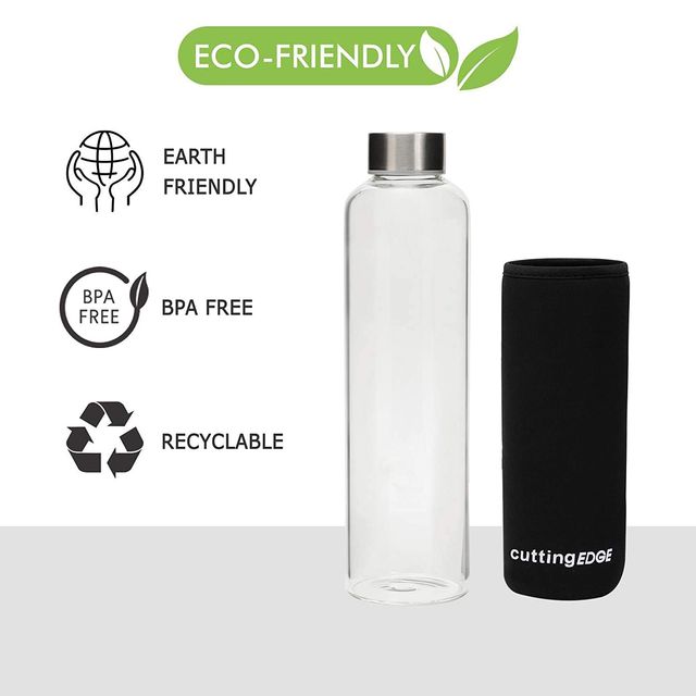 Cutting Edge 500 ml Borosilicate Glass Bottle with Sleeve for Home-Office | Transparent