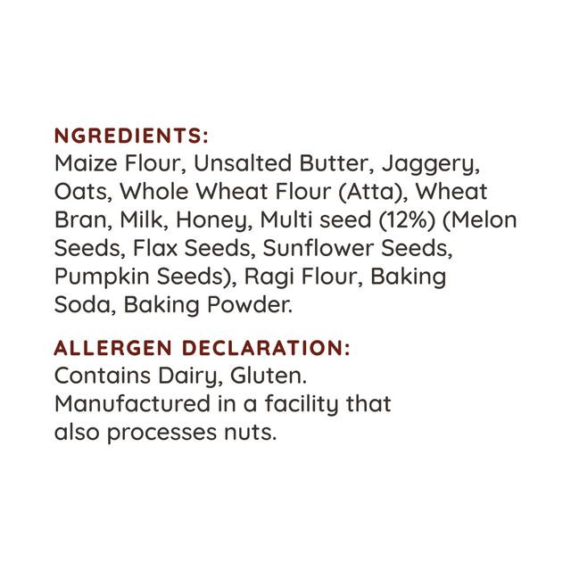 Suchali's Artisan Bakehouse Multiseed Millet Cookies - Pack of 10