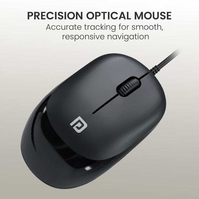 Portronics Keytonic Wired Keyboard & Mouse Set with High Precision Optical Mouse | 104 Keys - Black