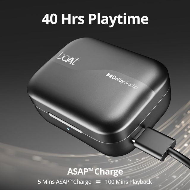 boAt Airdopes 800 TWS Earbuds w/ Dolby Audio, High Fidelity Drivers, 4 Mics ENx Tech & Hearables App(Interstellar Black)