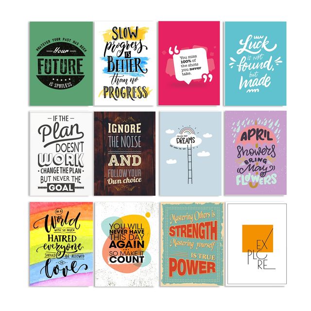 Paper Plane Design Motivational Wall Posters | Set of 12 | (29 cm x 21 cm) D34