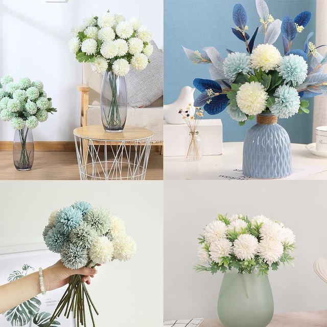 Tied Ribbons Set Of 6 Artificial Ball Flowers Bunches Without Vase