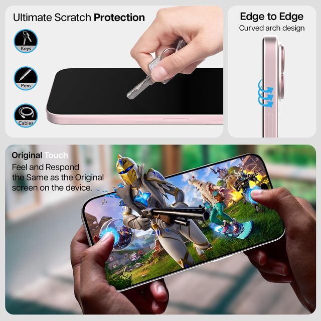 Kapaver Iphone 15 Easy Do Tempered Glass Screen Protector Guard | Gt Series | Clear - 2 Pack