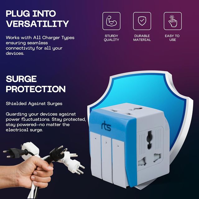 Hashwow 3-Way Universal Travel Adapter With Switch & Shutter Led Indicator