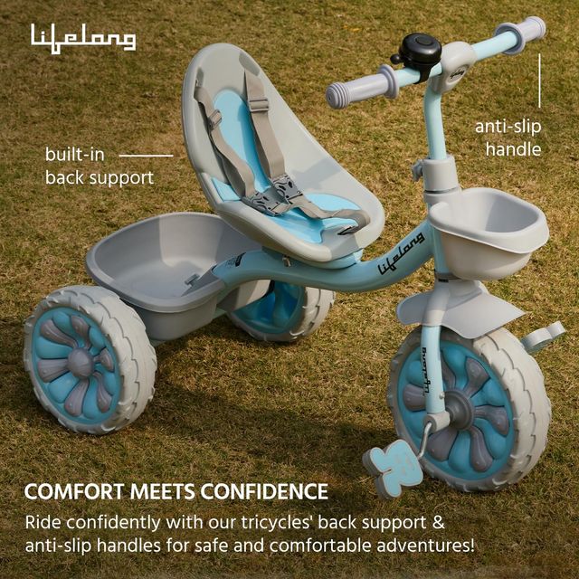 Lifelong Kids Tricycle for Kids 2-5Yrs with EVA Wheels, Bell & Storage Basket