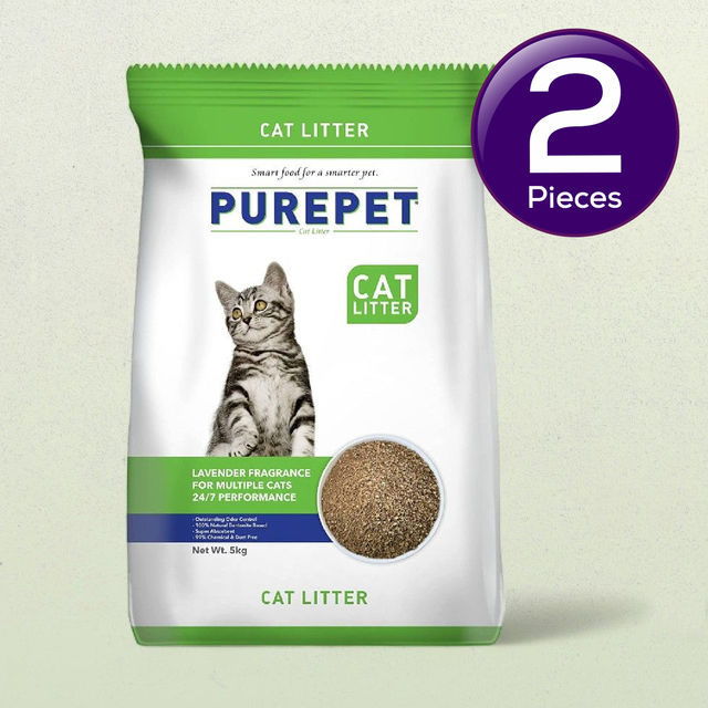 Purepet Clumping Lavender Fragrance Pet Cat Litter (For Multiple Cats) 5 kg Combo
