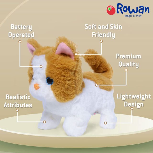 Hamley's Rowan Bella Walking Cat Walks, Meows, Wags Its Tail, Fun & Realistic Toy For Kids