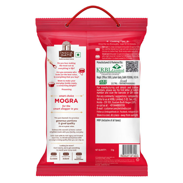 India Gate 1 Cup Serves 5 Mogra Basmati Rice | Aged Rice | Smart Choice