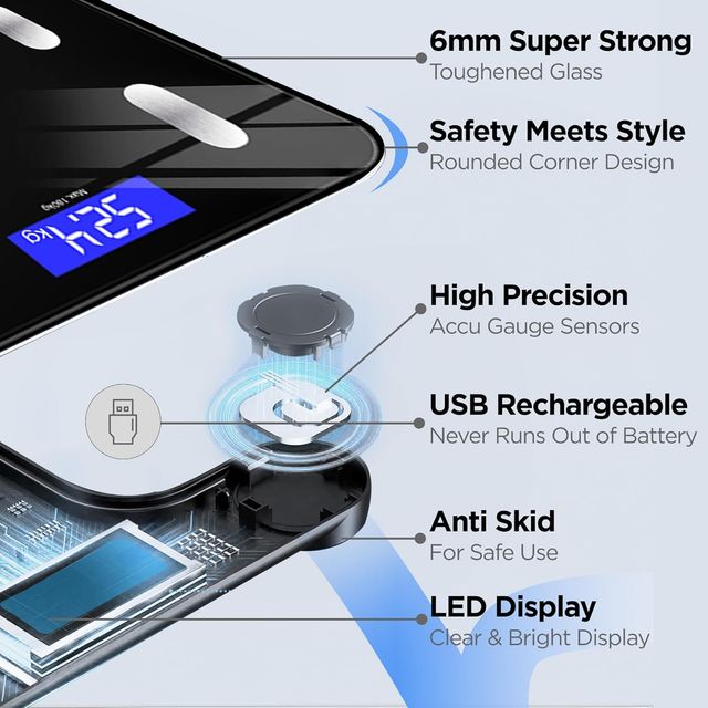 Dr Trust 509 Bluetooth USB Rechargeable Digital Smart Weight Machine With Body Fat Analyzer