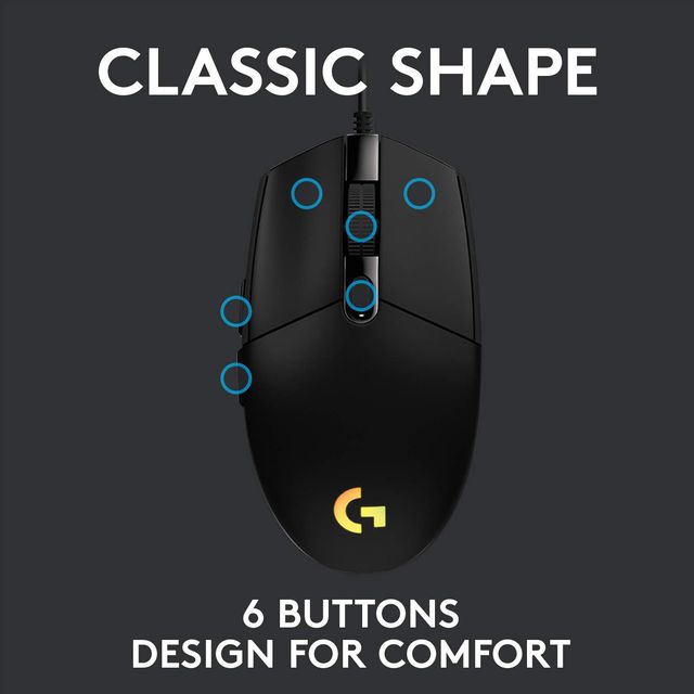 Logitech G102 Lightsync Rgb 6 Button Gaming Mouse-Black