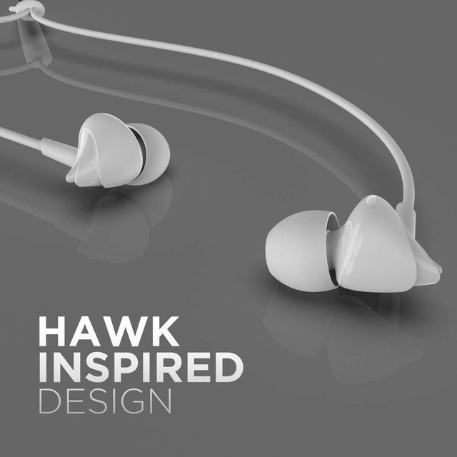 boAt BassHeads 100 Wired Earphones with Hawk Inspired Design, Super Extra Bass & Mic (White)