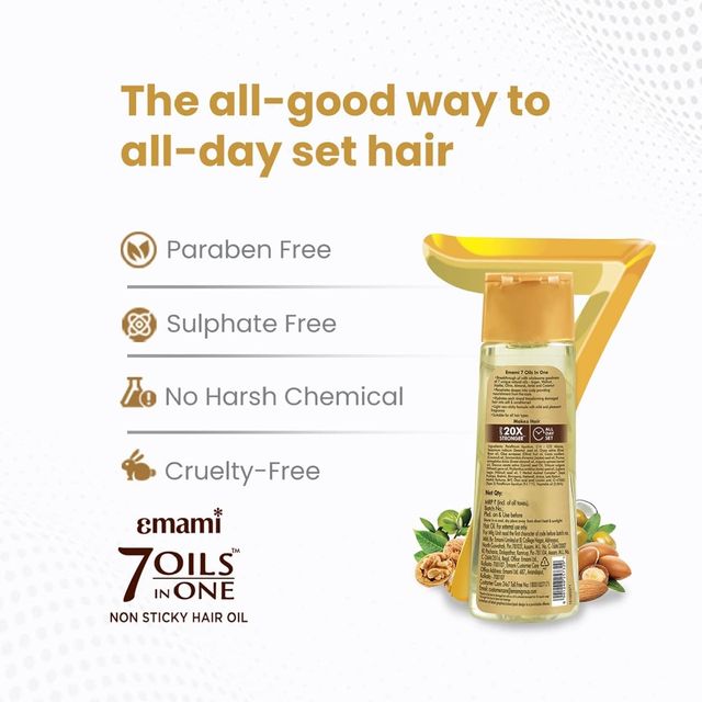 Emami 7 Oils In One Non Sticky & Non Greasy Hair Oil, 20 Times Stronger Hair