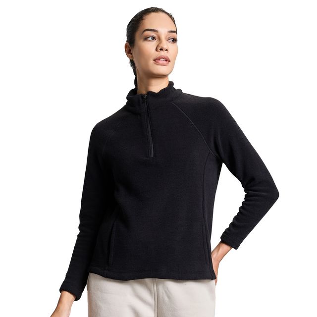 Boldfit Women's Sweatshirt Half Zipper Heavy Fleece Thermal Pullover | Aero Black - XL