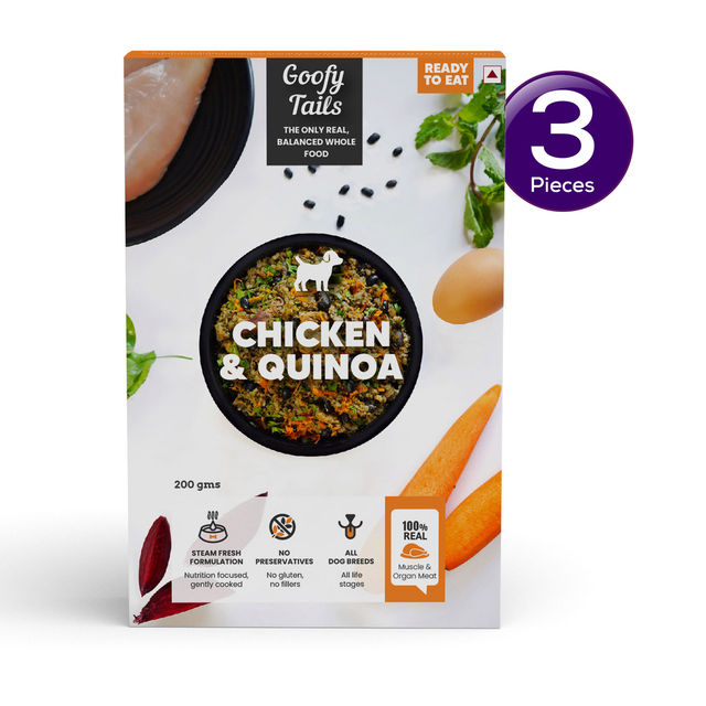 Goofy Tails Chicken and Quinoa Fresh Food for Dogs and Puppies 200 g Combo