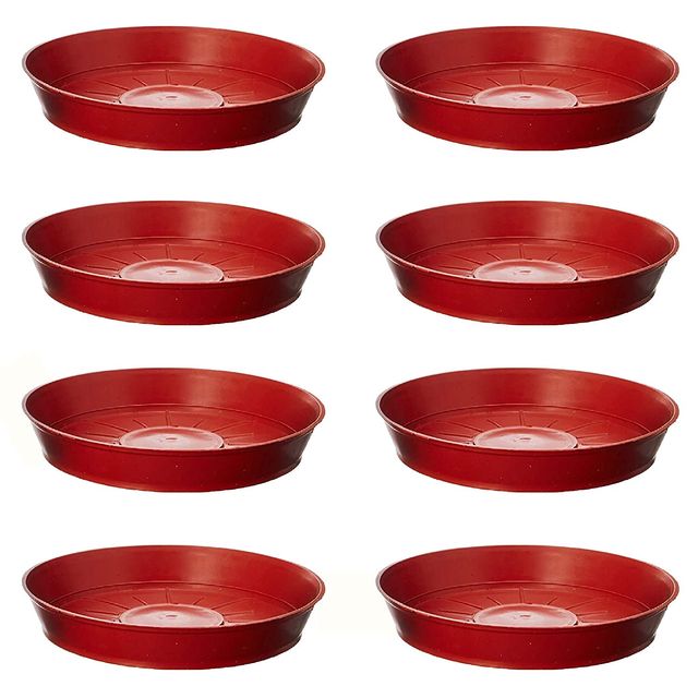Leafy Tales Plants Bottom Plate, Drip Tray For Plants, Gamla, (8-Inch, Brown, Set Of 8)