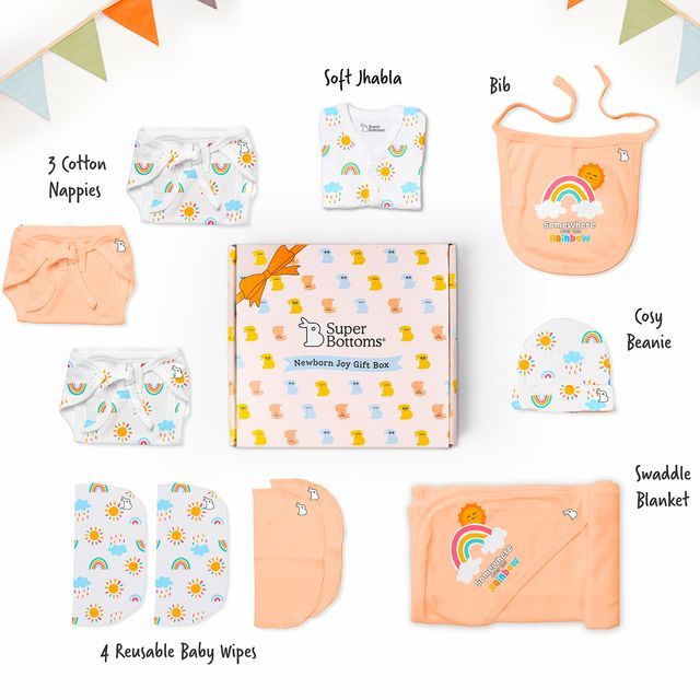 Super Bottoms Newborn Baby Gift Set Care For Kids | Multicolour | 0 - 3 months